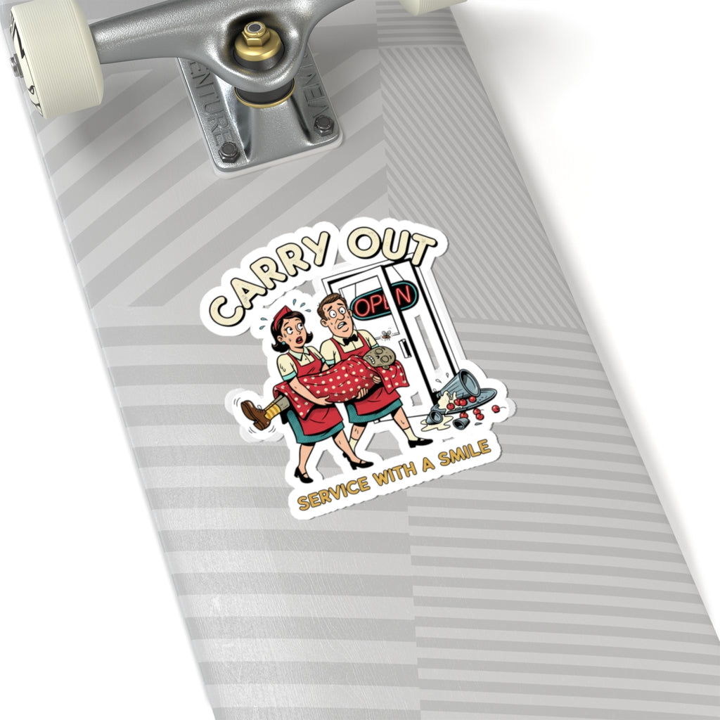 Carry Out Sticker — Retro Diner 'Service With a Smile' Kiss-Cut Sticker