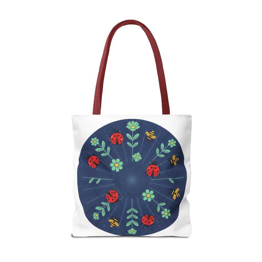 Ladybug Garden Tote Bag — Floral Circular Print AOP Tote
