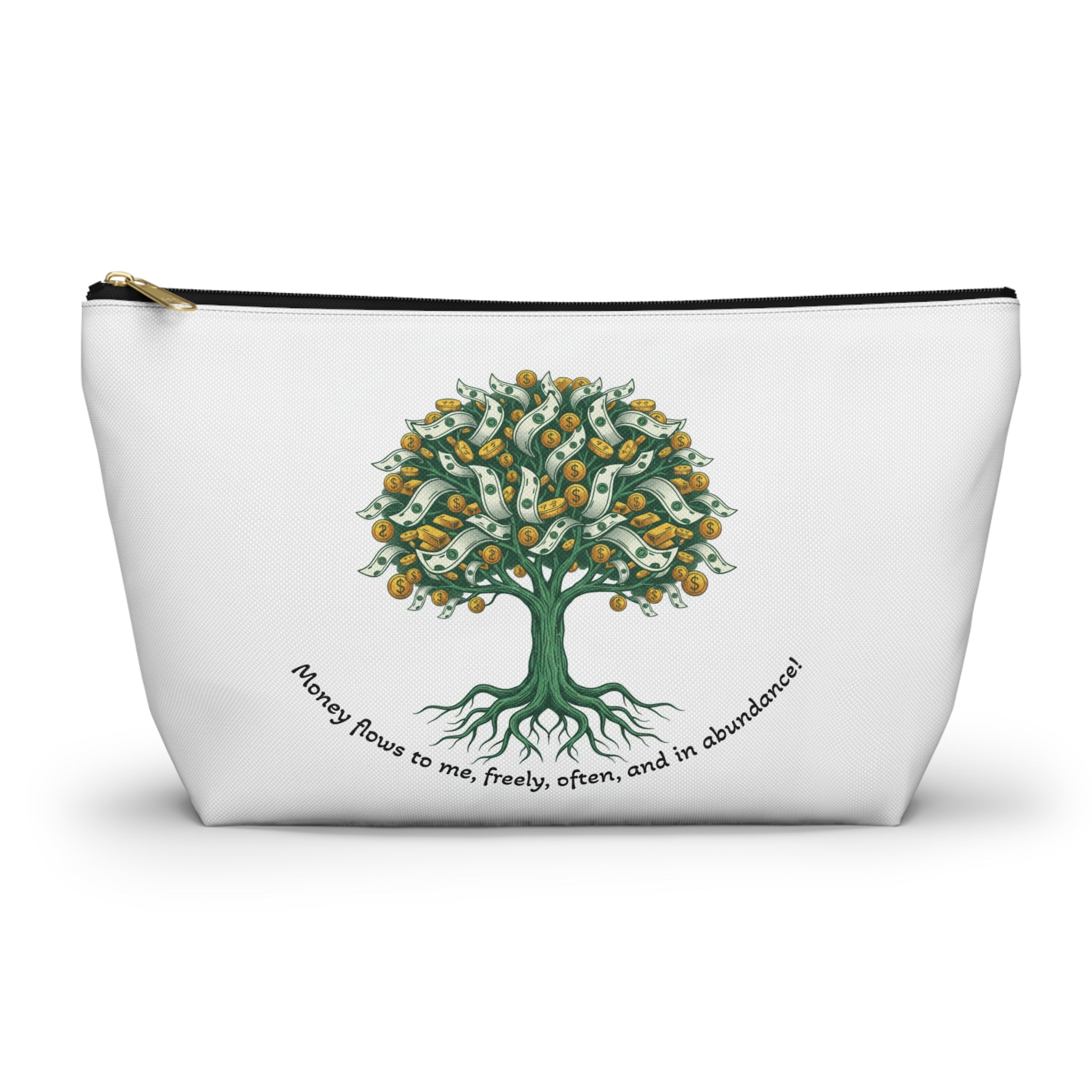 Money Tree Accessory Pouch — "Money Flows to Me, Freely, Often" Cosmetic Bag
