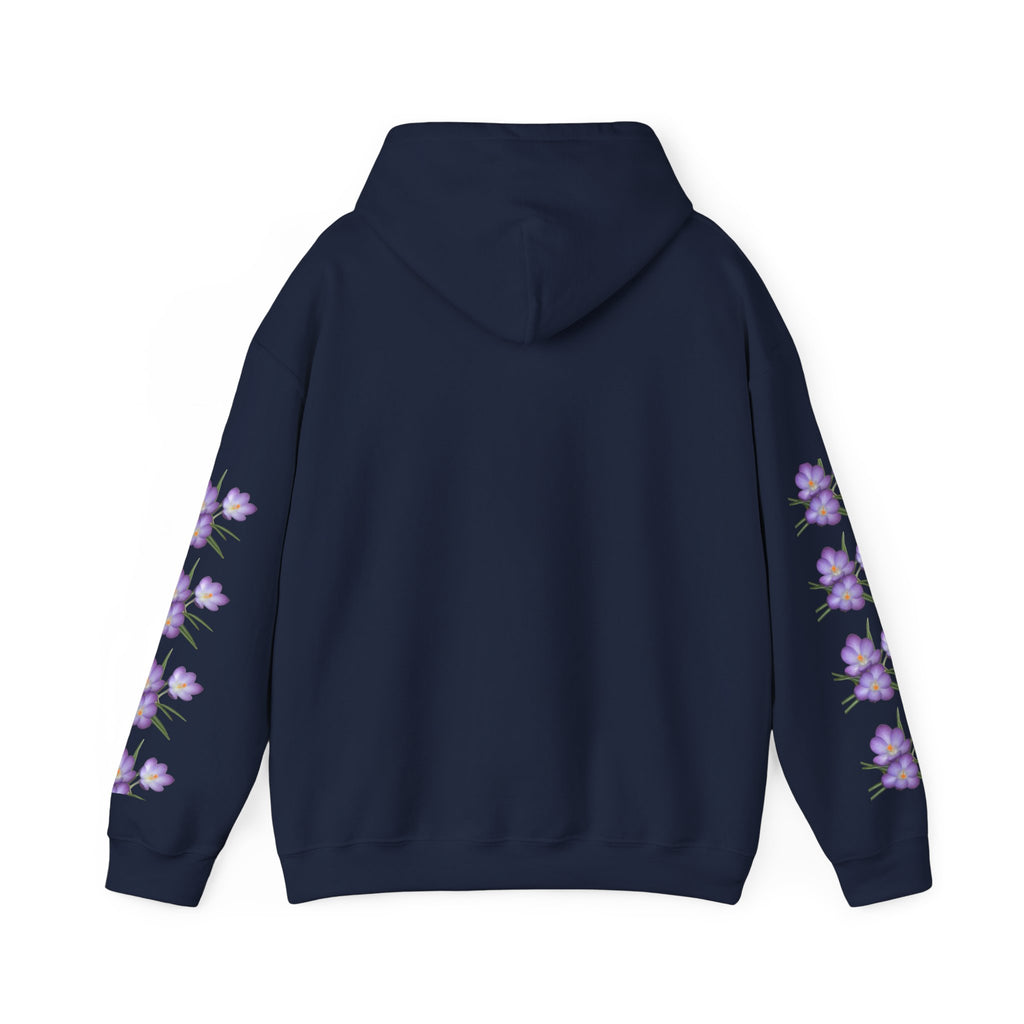 Purple Crocus Floral Hoodie — Spring Flower Graphic Sweatshirt