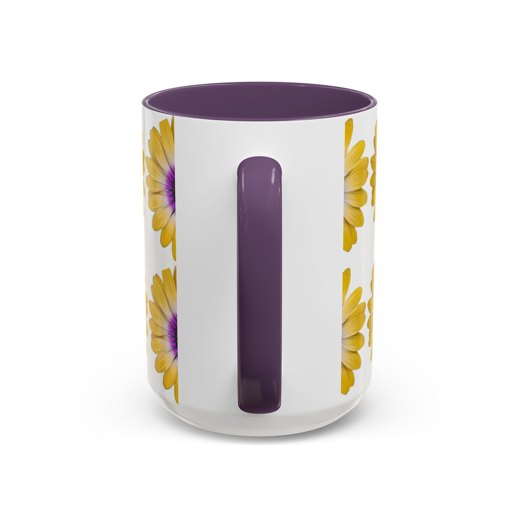 Yellow Purple Daisy Accent Coffee Mug – Floral Pattern 11/15oz