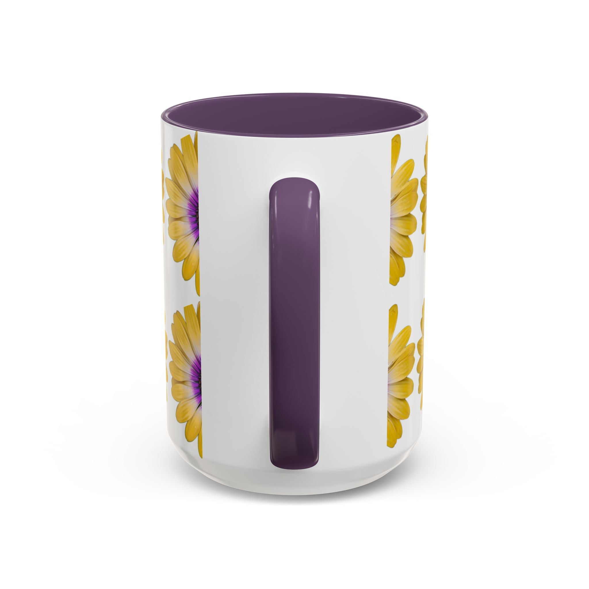Yellow Purple Daisy Accent Coffee Mug – Floral Pattern 11/15oz