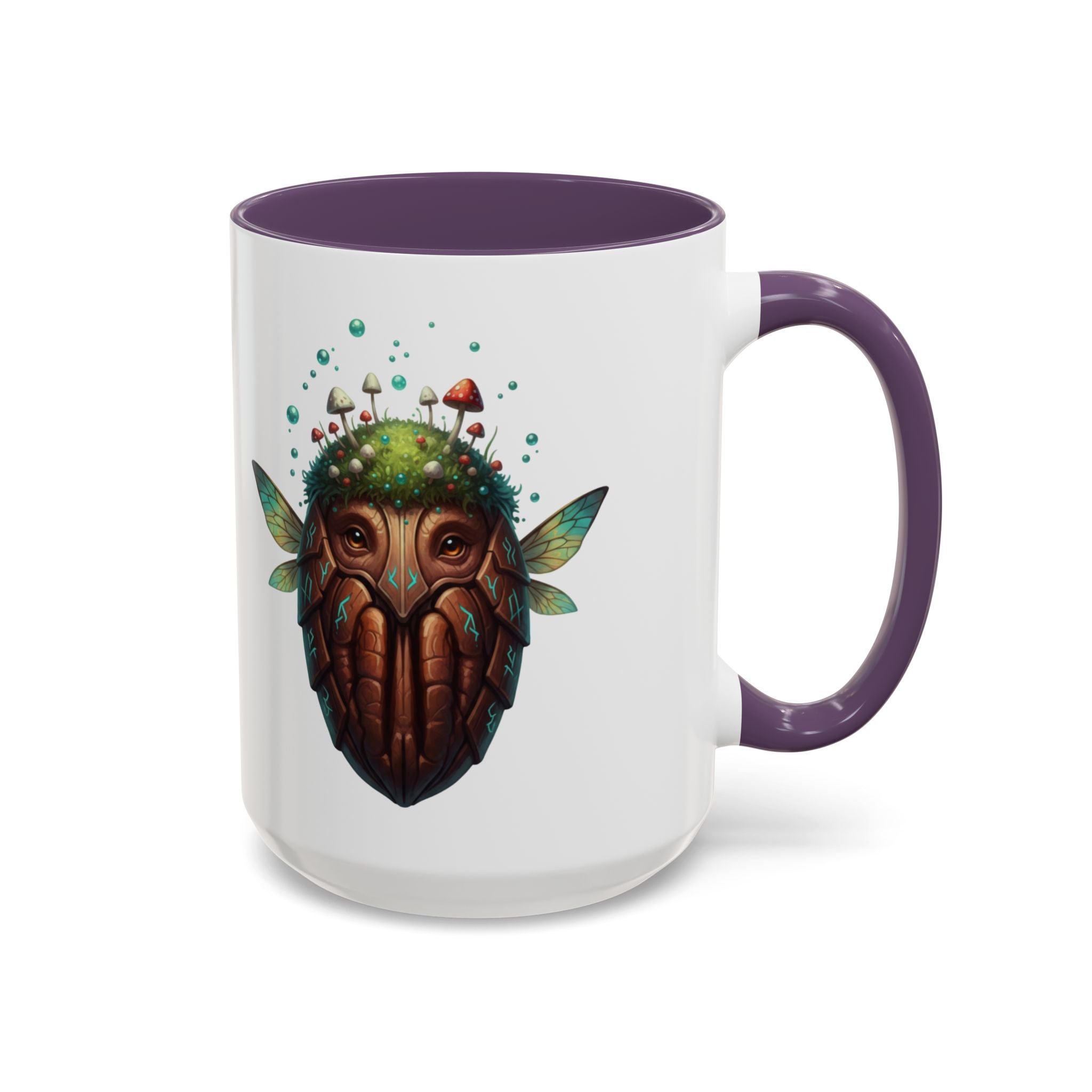 Mushroom Forest Mask Accent Coffee Mug — Fantasy Woodland Creature 11/15oz