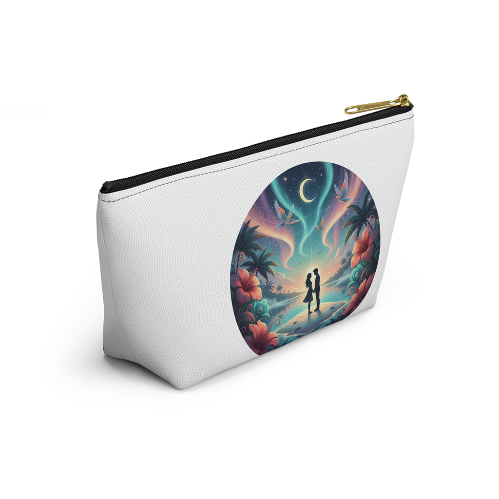 Romantic Beach Sunset Accessory Pouch — Couple Silhouette Makeup Bag