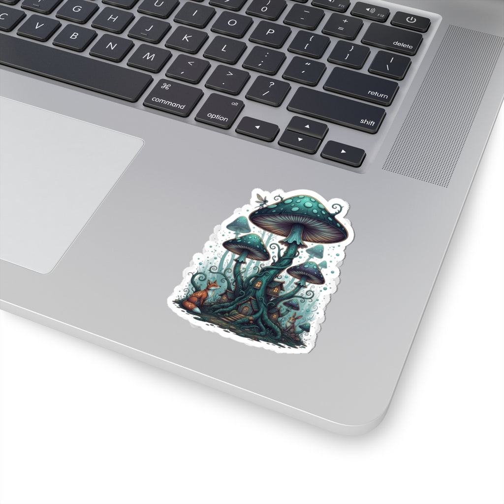Enchanted Mushroom Forest Kiss-Cut Sticker – Whimsical Fairy Cottage Decal for Laptops & Journals