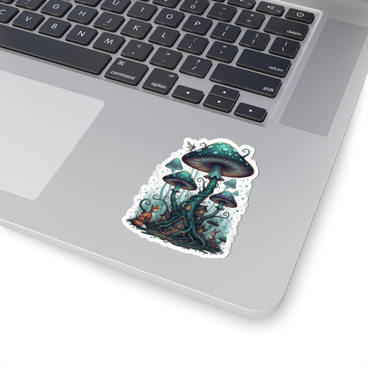 Enchanted Mushroom Forest Kiss-Cut Sticker – Whimsical Fairy Cottage Decal for Laptops & Journals