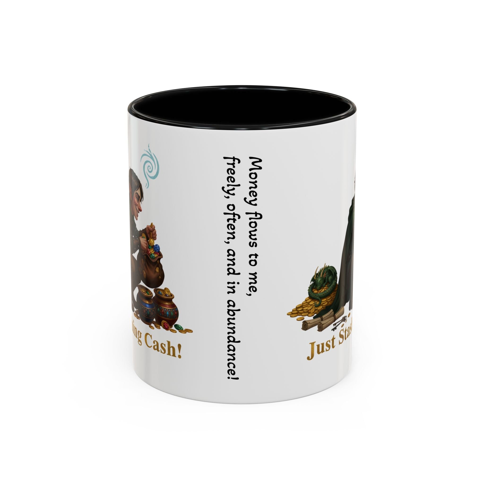 Accent Coffee Mug — "Just Stashing Cash!" Fantasy Gnome Money Mug (11/15oz)
