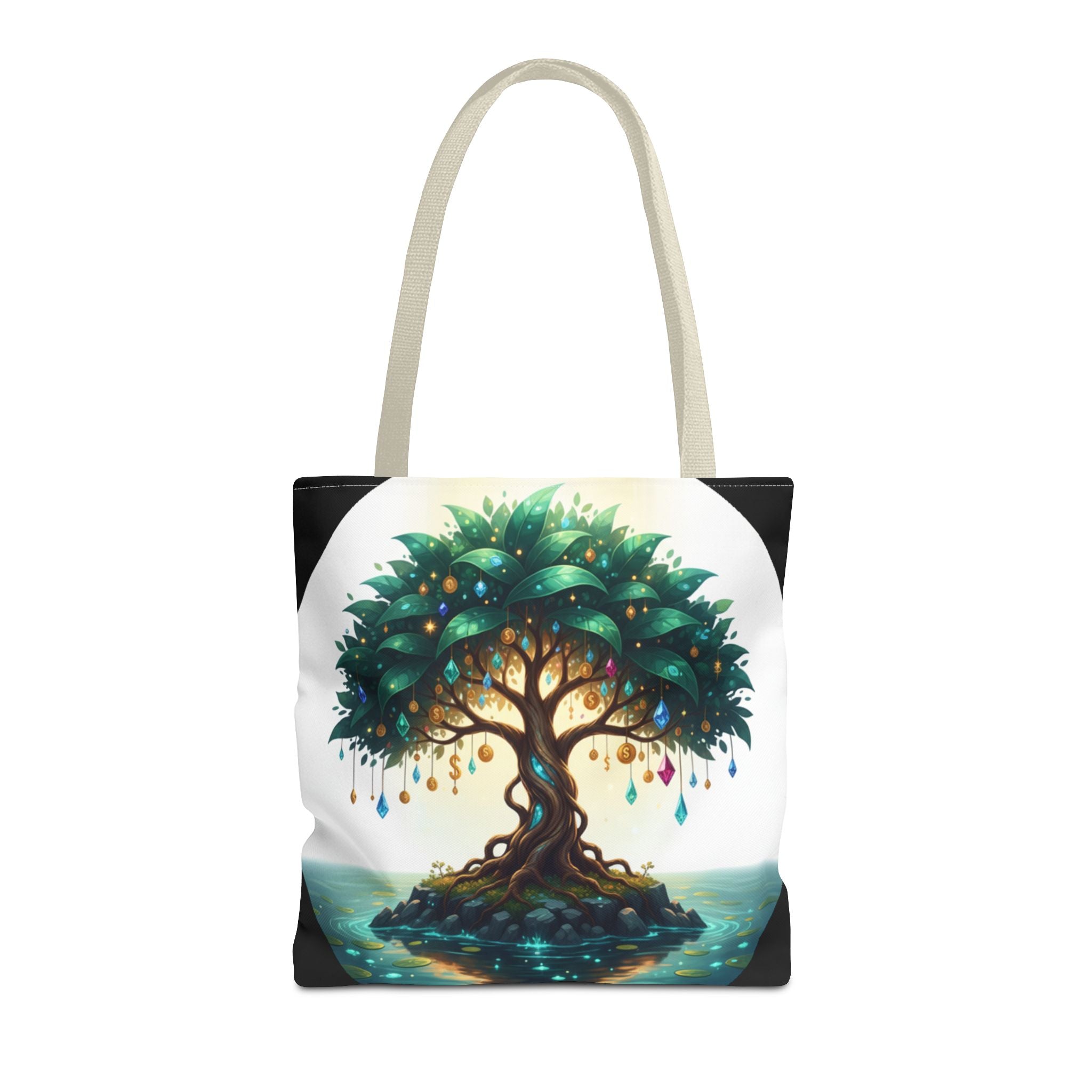 Enchanted Tree Tote Bag - Mystical Gem-Decorated Tree All-Over Print