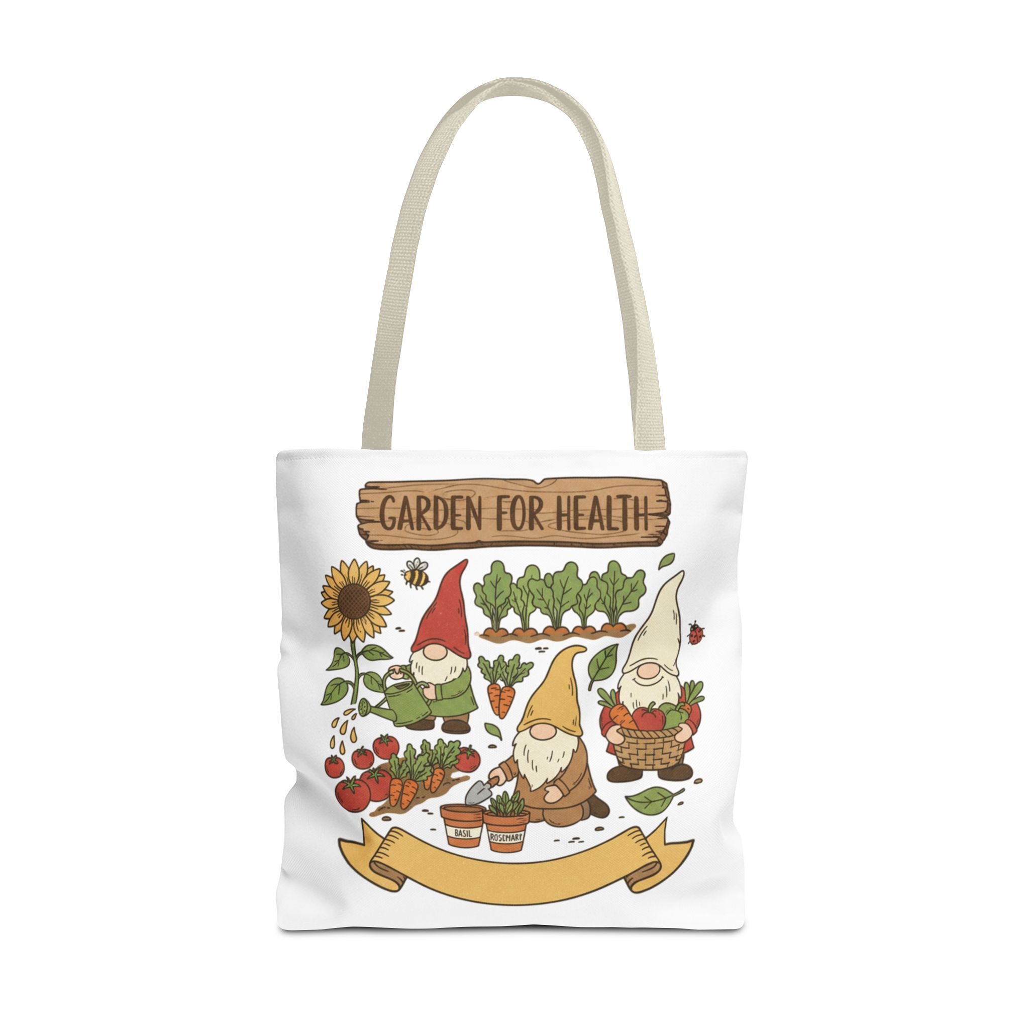 Garden Gnome Tote Bag - "Garden For Health" Cute Eco Shopper