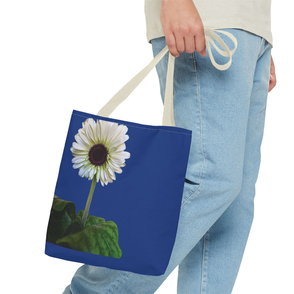 Daisy Print Tote Bag — White Floral All-Over-Print Canvas Tote