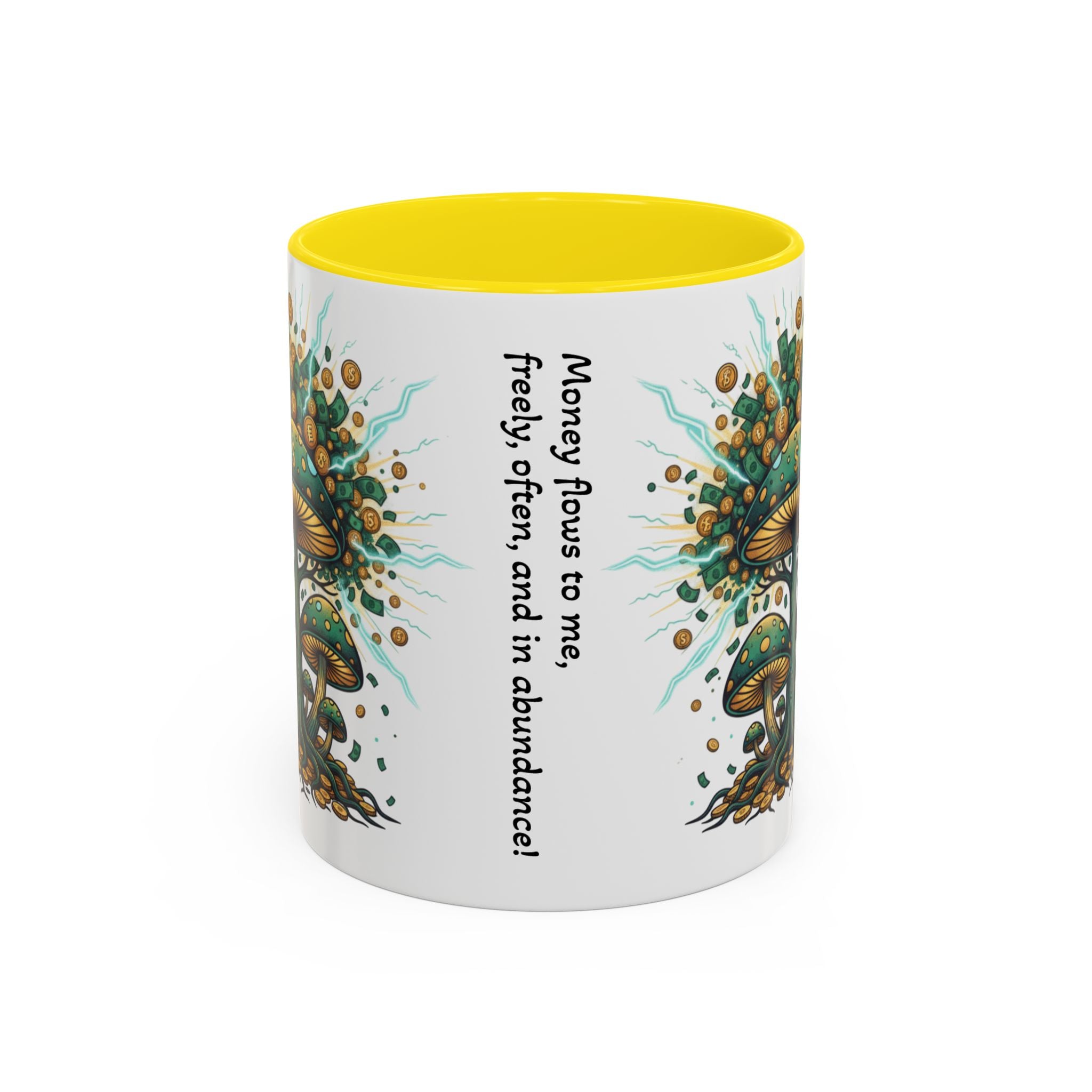 Accent Coffee Mug — 'Money Flows to Me Freely' Mushroom Abundance Design (11/15oz)