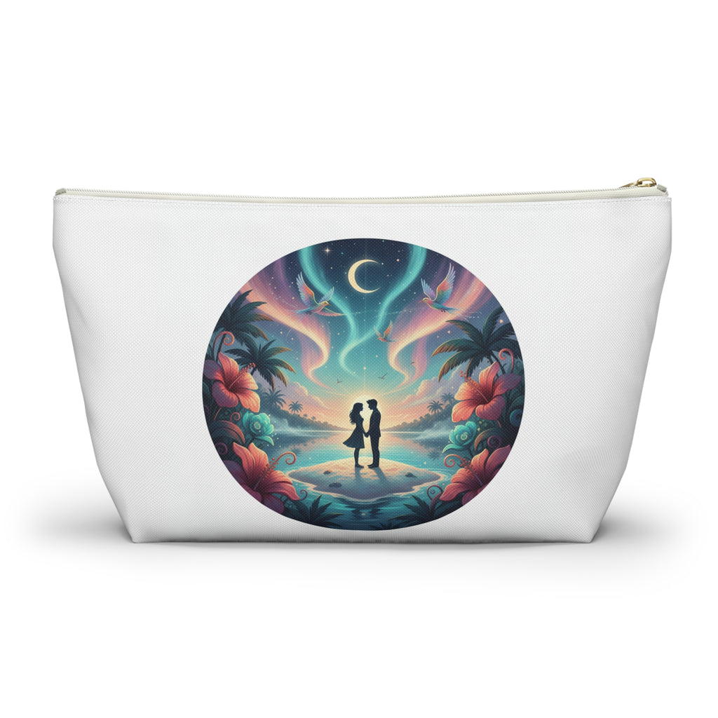 Romantic Beach Sunset Accessory Pouch — Couple Silhouette Makeup Bag