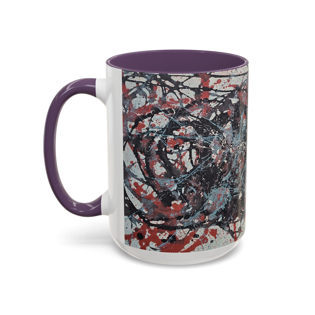 Abstract Splatter Accent Coffee Mug — Red, Black & White Artistic Design (11/15oz)