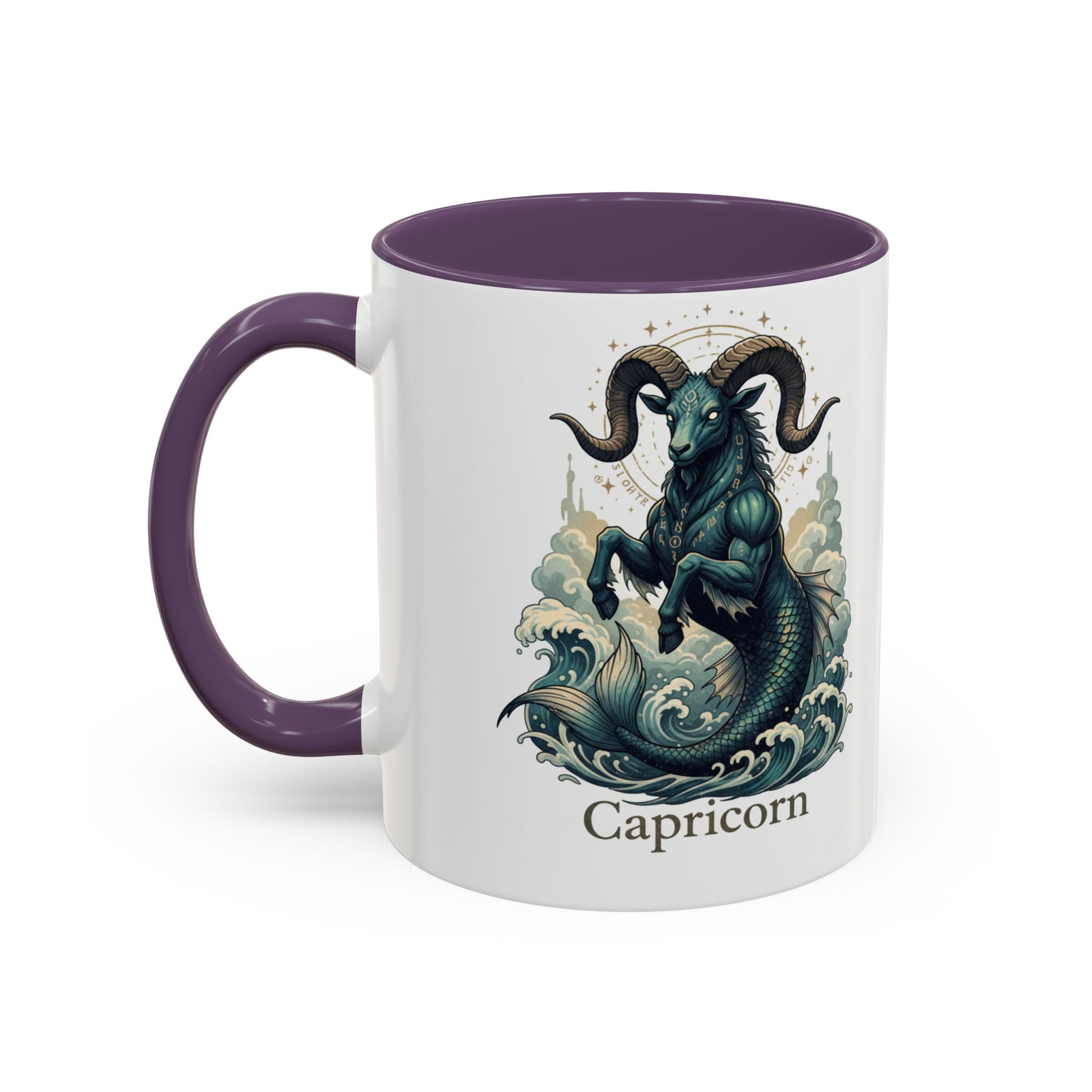 Capricorn Sea-Goat Accent Coffee Mug — Zodiac Astrology Ceramic Gift (11/15oz)