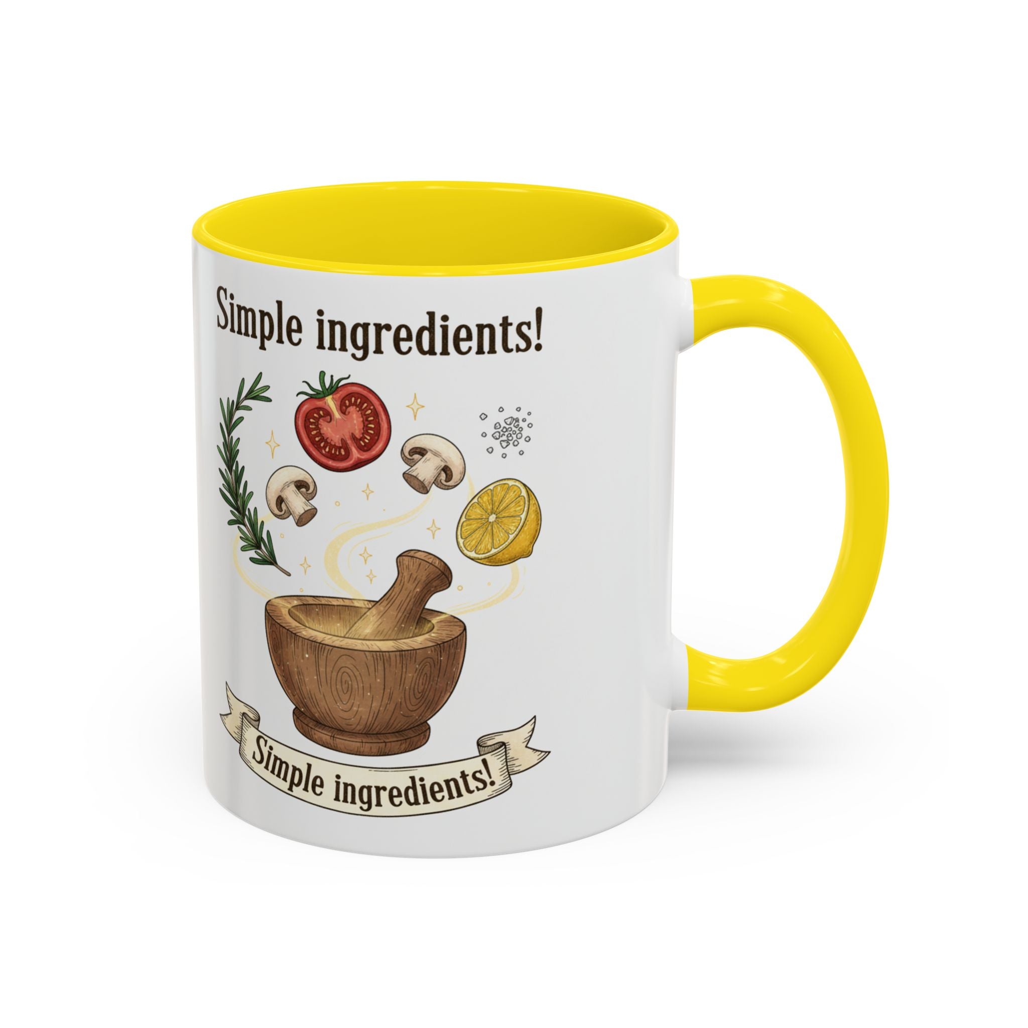 Simple Ingredients Coffee Mug — Cute Kitchen Mortar & Herbs Ceramic Accent Mug