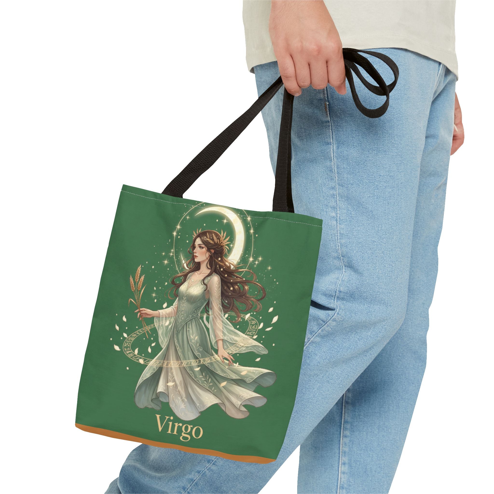 Mystic Moon Goddess Tote Bag — Ethereal Green All-Over Print Tote