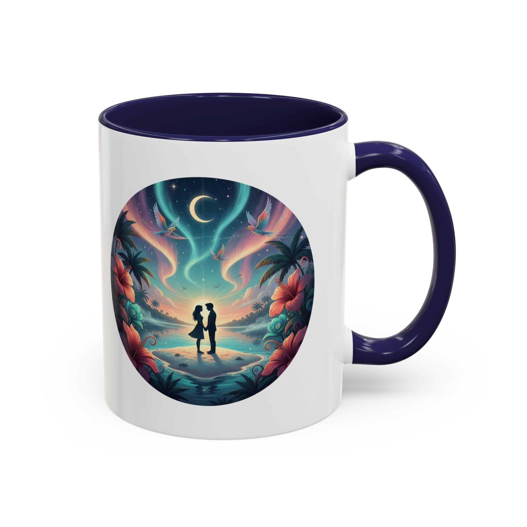 Tropical Sunset Coffee Mug — Romantic Beach Couple Accent Mug (11/15 oz)