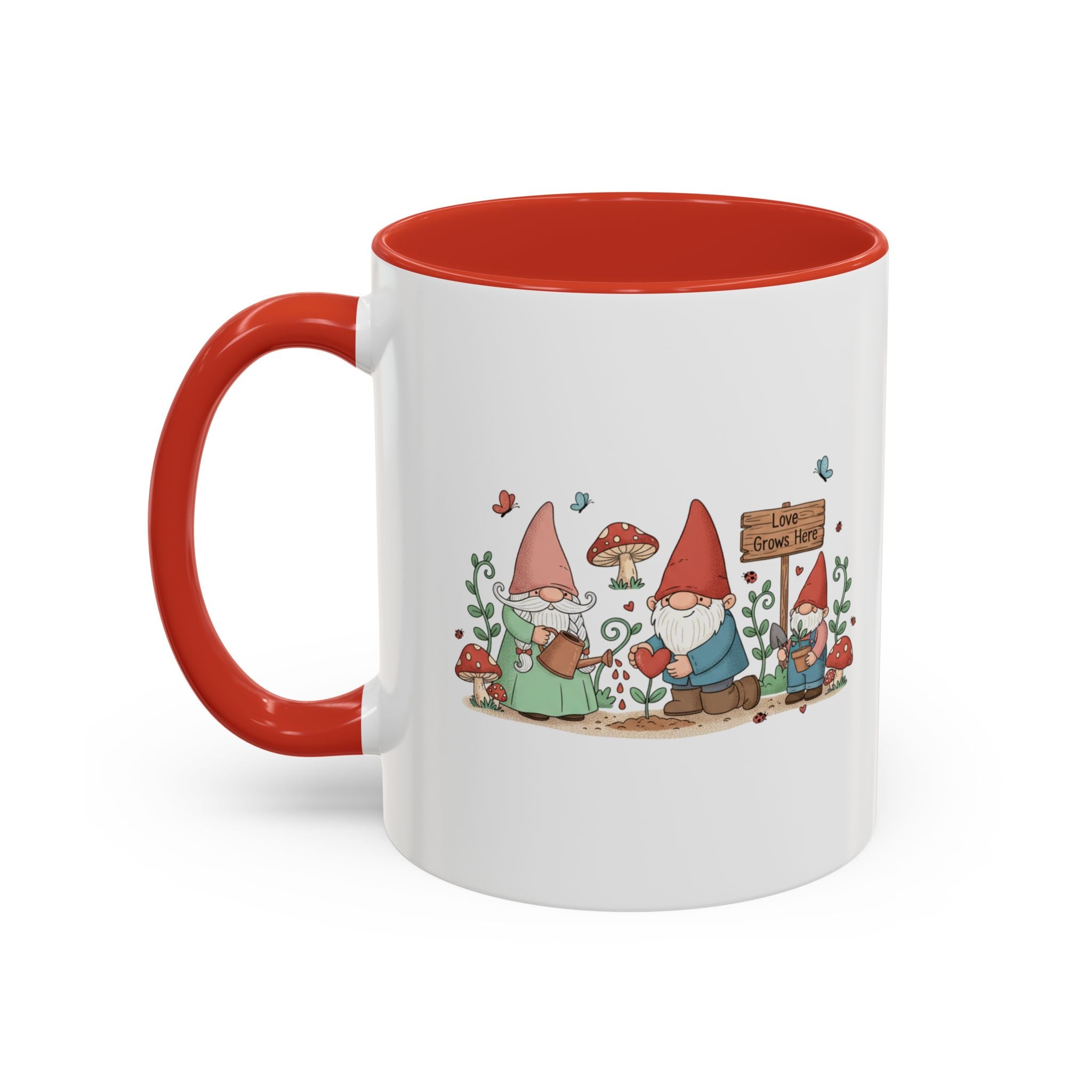 Gnome Garden Coffee Mug — Cute ‘Love Grows Here’ Accent Mug