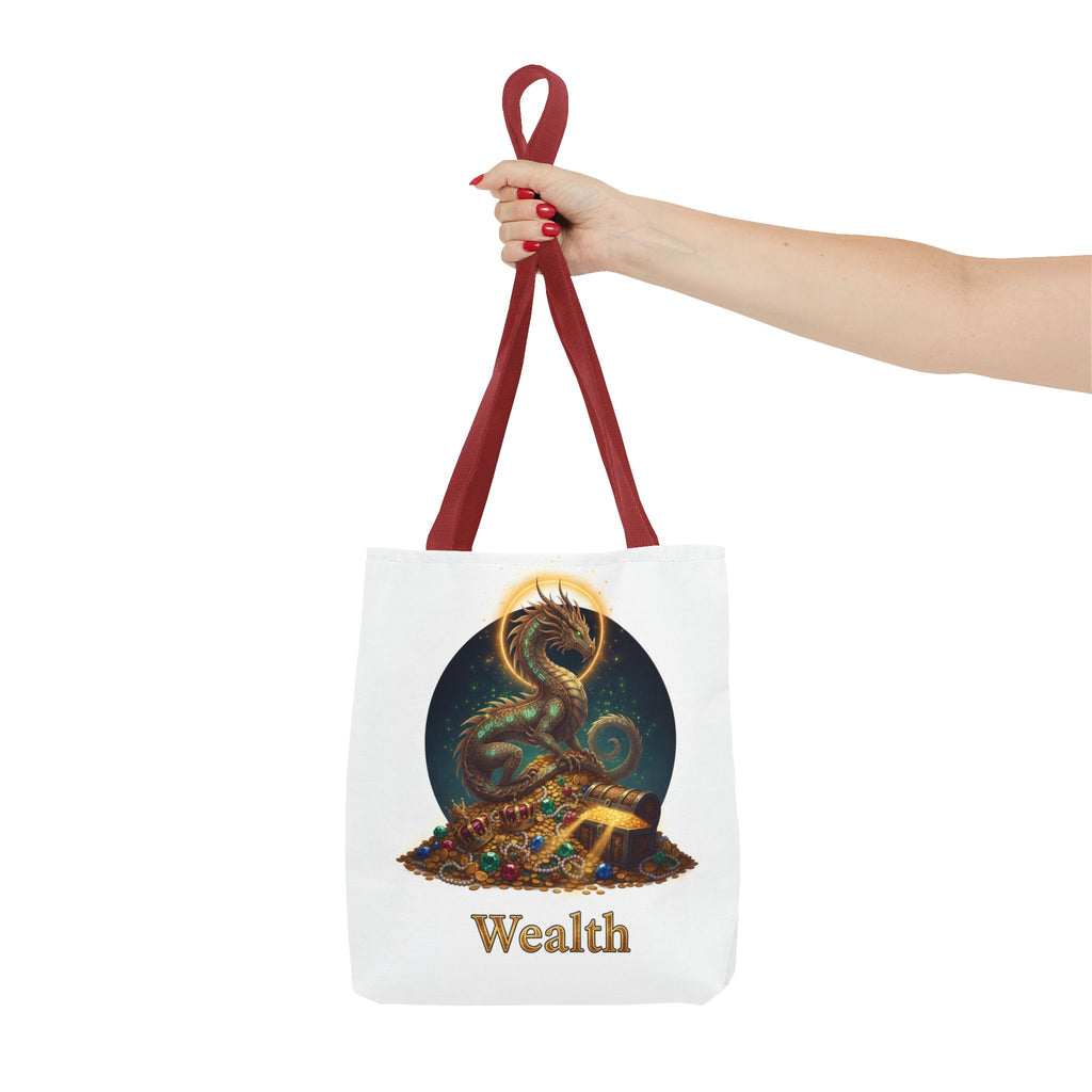 Wealth Dragon Tote Bag — Fantasy Dragon Treasure Illustration Tote