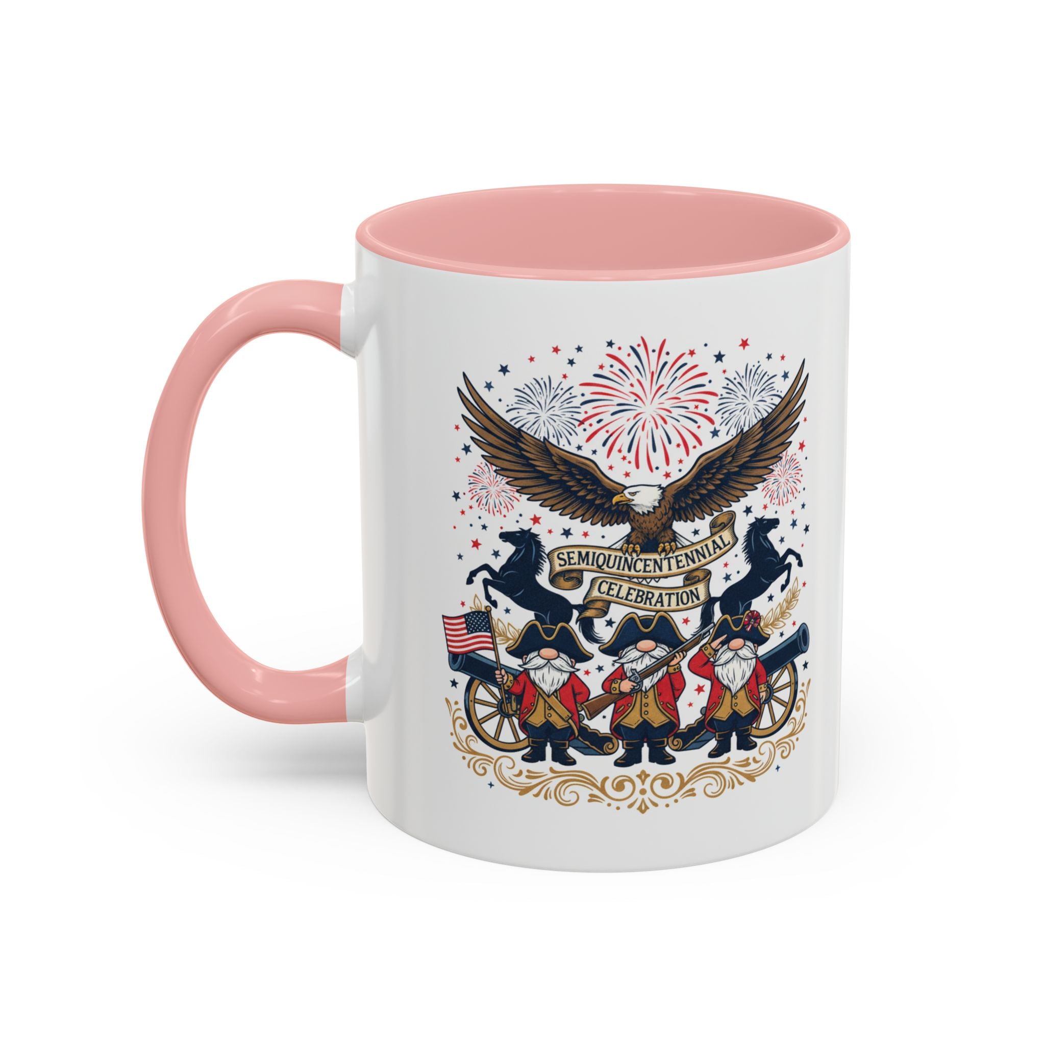 Patriotic Eagle & Revolutionary Soldiers Coffee Mug — Bicentennial Celebration Accent Mug