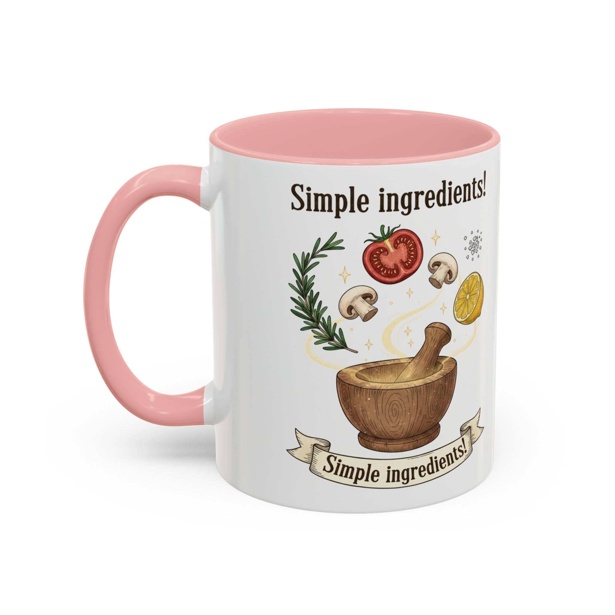 Simple Ingredients Coffee Mug — Cute Kitchen Mortar & Herbs Ceramic Accent Mug