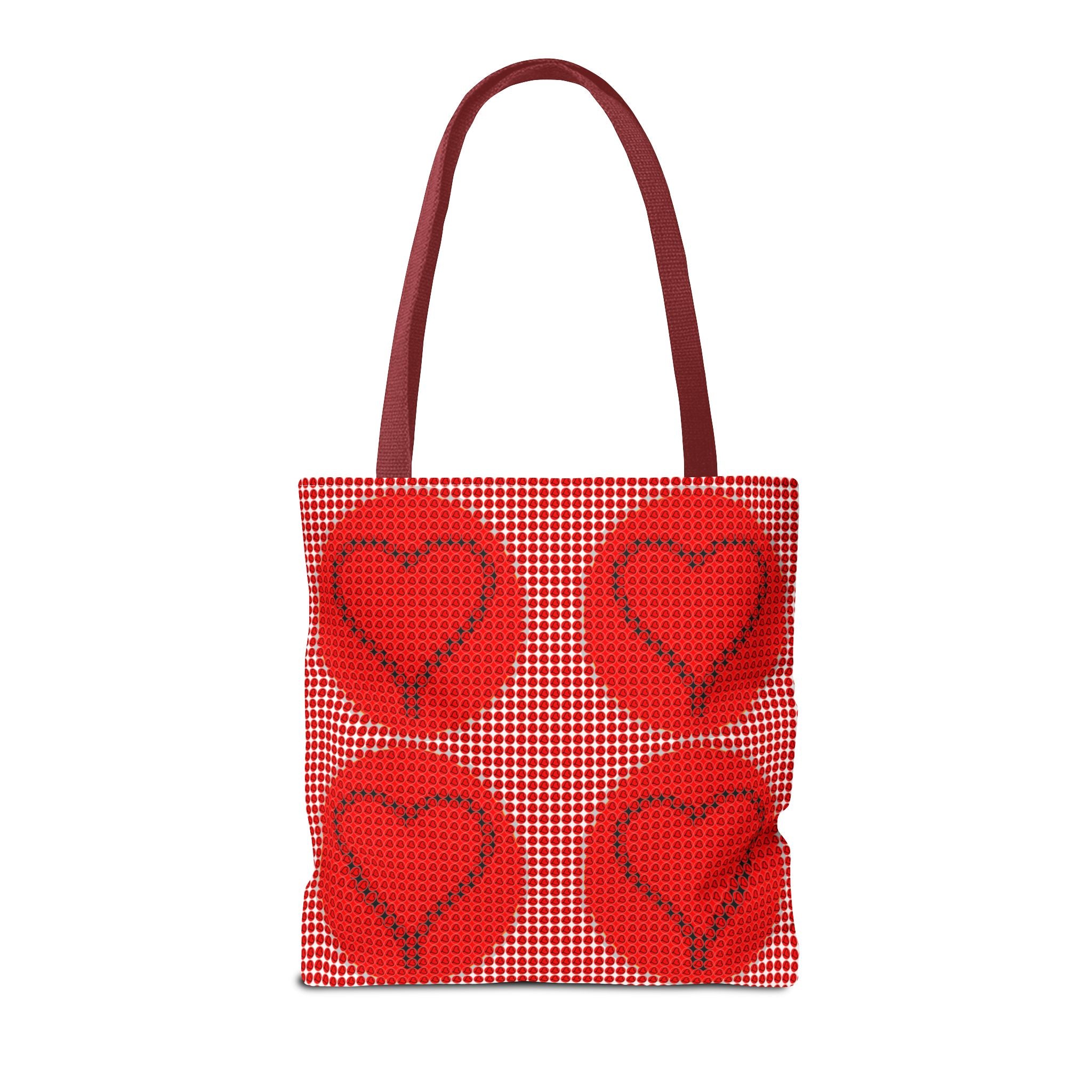 Heart Pattern Tote Bag — Red Valentine All-Over Print Canvas Tote