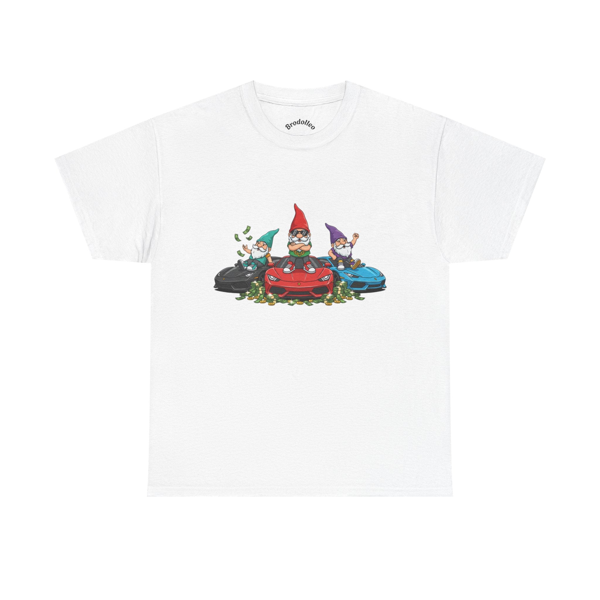 Gnome Race Car Tee — Cute Gnome Driving Cars Graphic T-Shirt