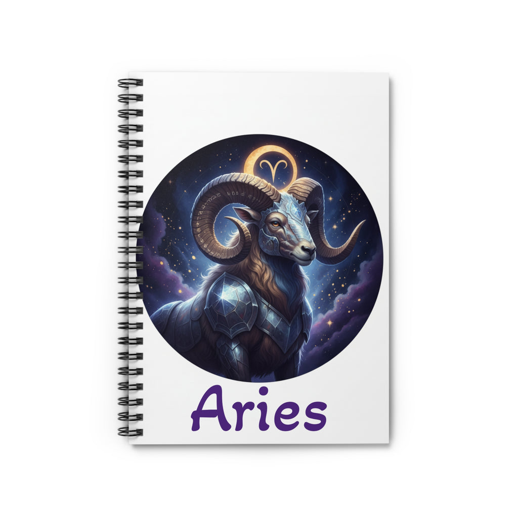 Aries Ram Spiral Notebook — Zodiac Astrology Journal, Starry Night Ram Design