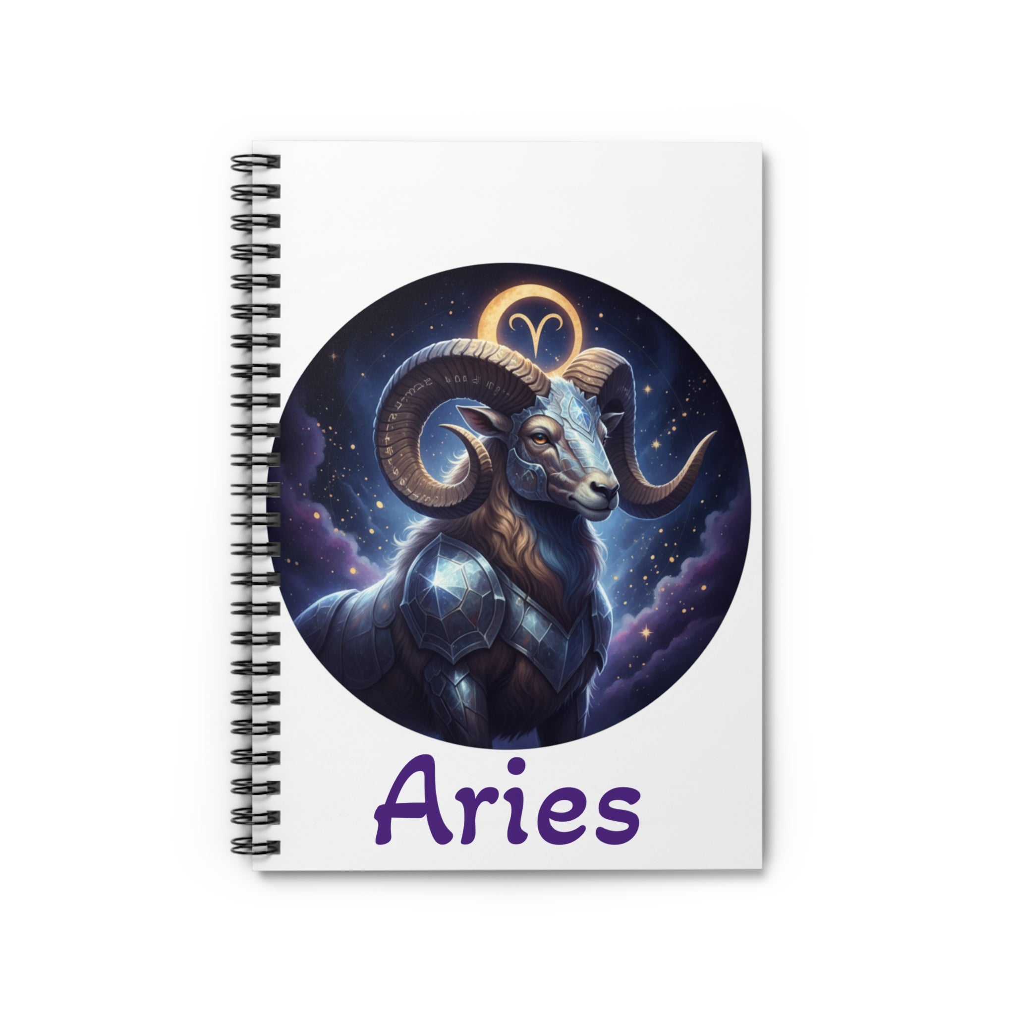 Aries Ram Spiral Notebook — Zodiac Astrology Journal, Starry Night Ram Design