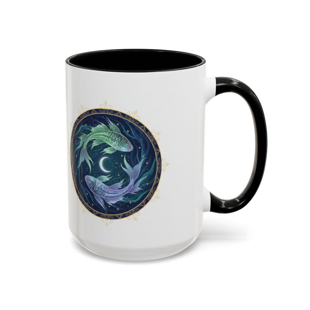 Koi Yin Yang Coffee Mug — Celestial Fish Moon Ceramic Accent Mug (11/15oz)