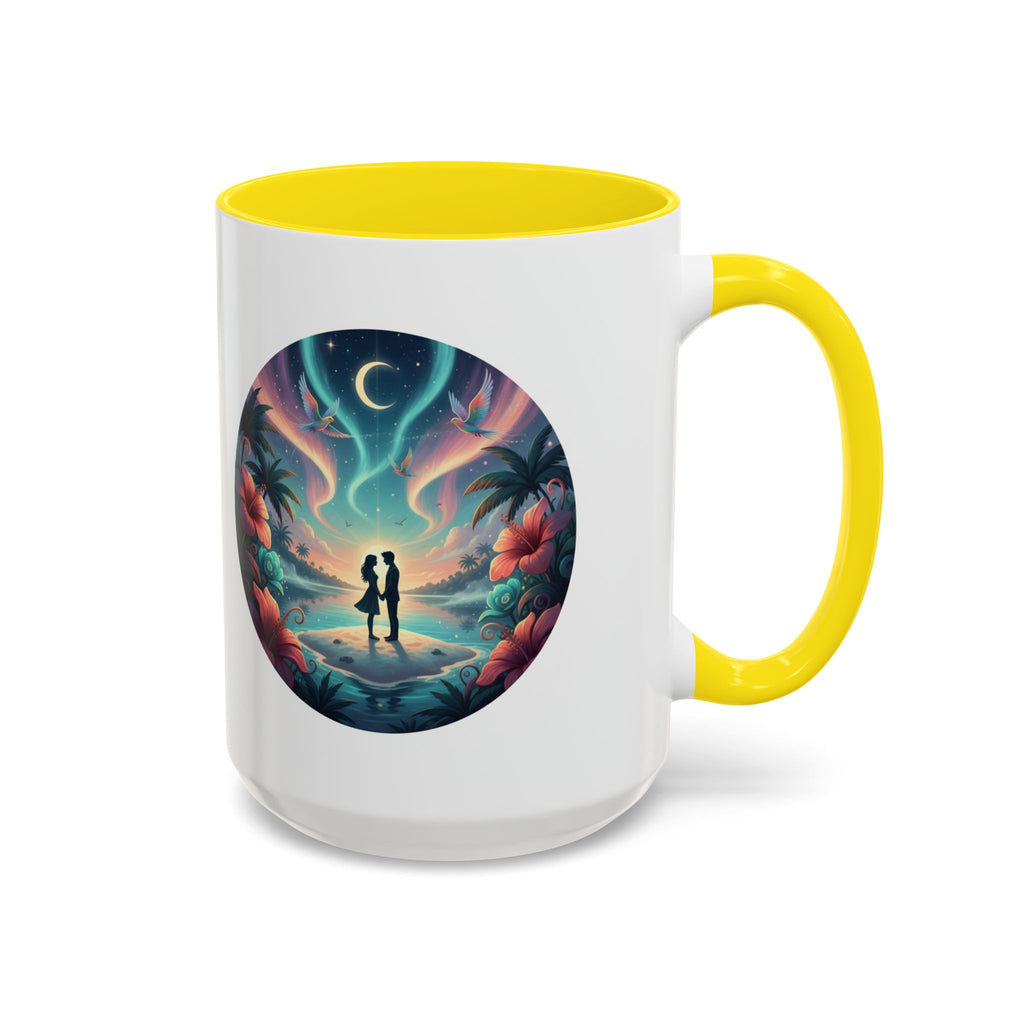 Tropical Sunset Coffee Mug — Romantic Beach Couple Accent Mug (11/15 oz)