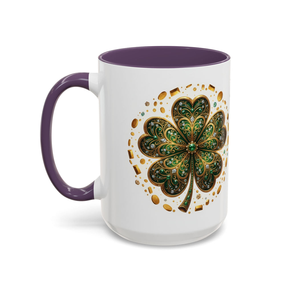 St. Patrick's Shamrock Coffee Mug — "Money Flows to Me" Lucky Charm Accent Mug