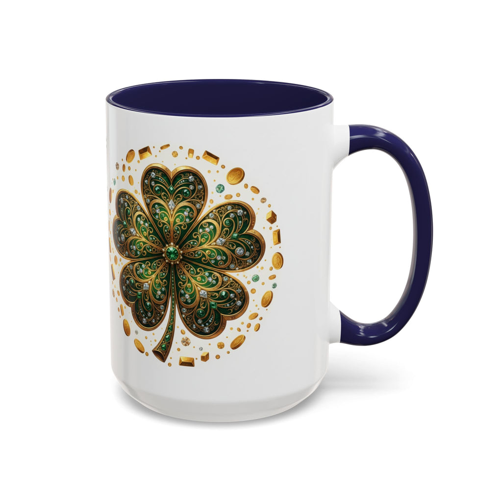 St. Patrick's Shamrock Coffee Mug — "Money Flows to Me" Lucky Charm Accent Mug