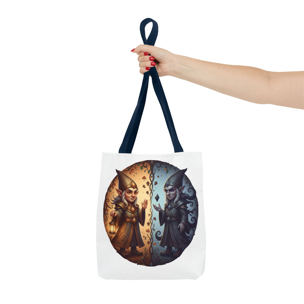 Gnome Duality Tote Bag — Day & Night Fantasy Illustration