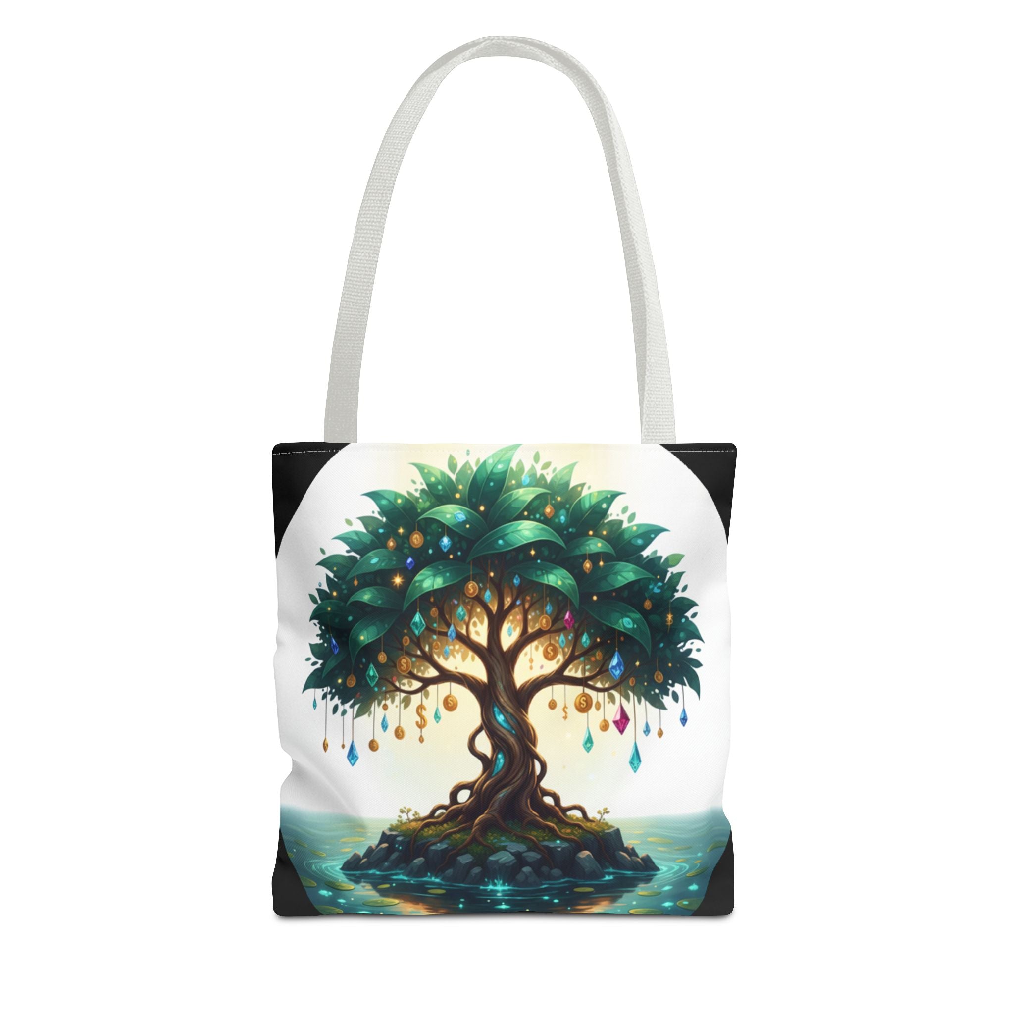 Enchanted Tree Tote Bag - Mystical Gem-Decorated Tree All-Over Print
