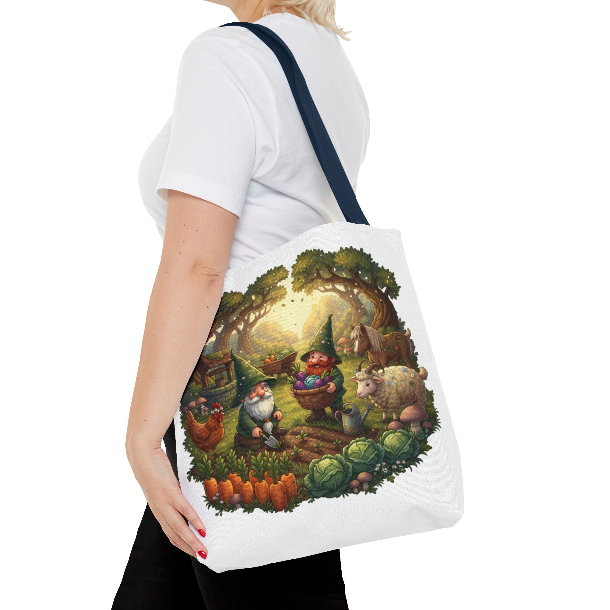 Gnome Garden Tote Bag — Whimsical Woodland Market Illustration