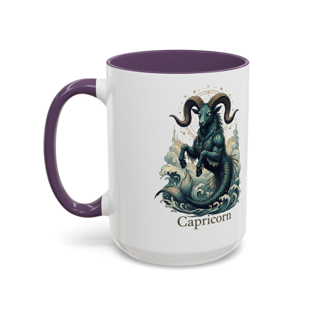 Capricorn Sea-Goat Accent Coffee Mug — Zodiac Astrology Ceramic Gift (11/15oz)