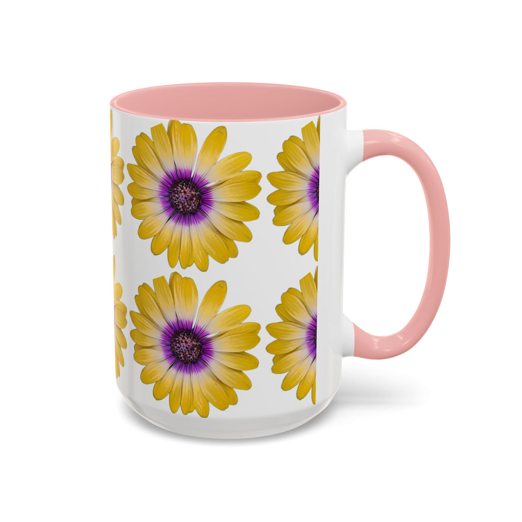 Yellow Purple Daisy Accent Coffee Mug – Floral Pattern 11/15oz