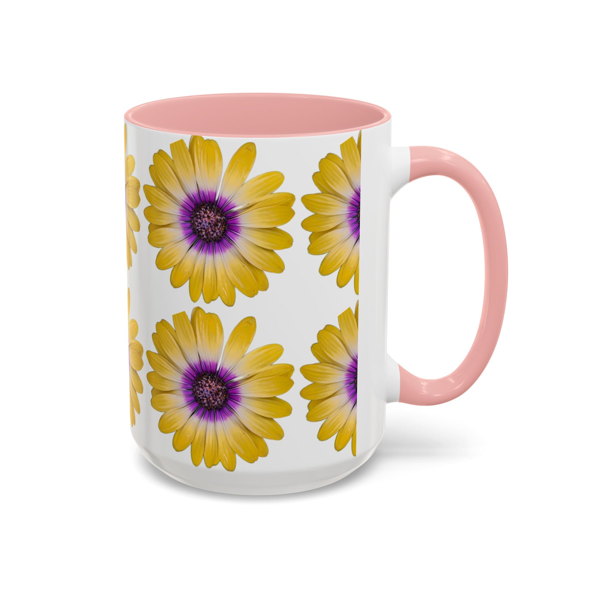 Yellow Purple Daisy Accent Coffee Mug – Floral Pattern 11/15oz