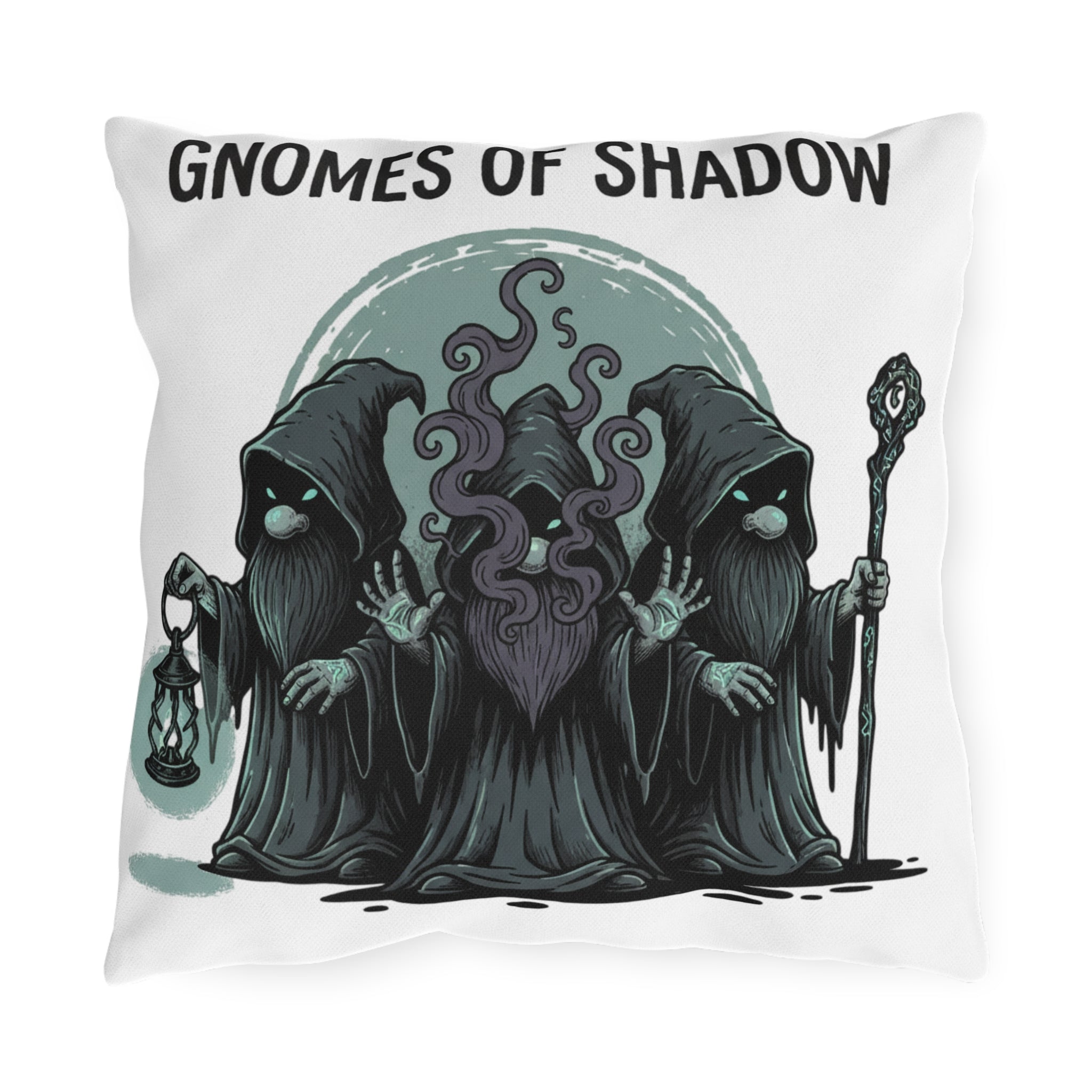 Gnomes of Shadow Outdoor Pillow — Gothic Garden Decorative Cushion
