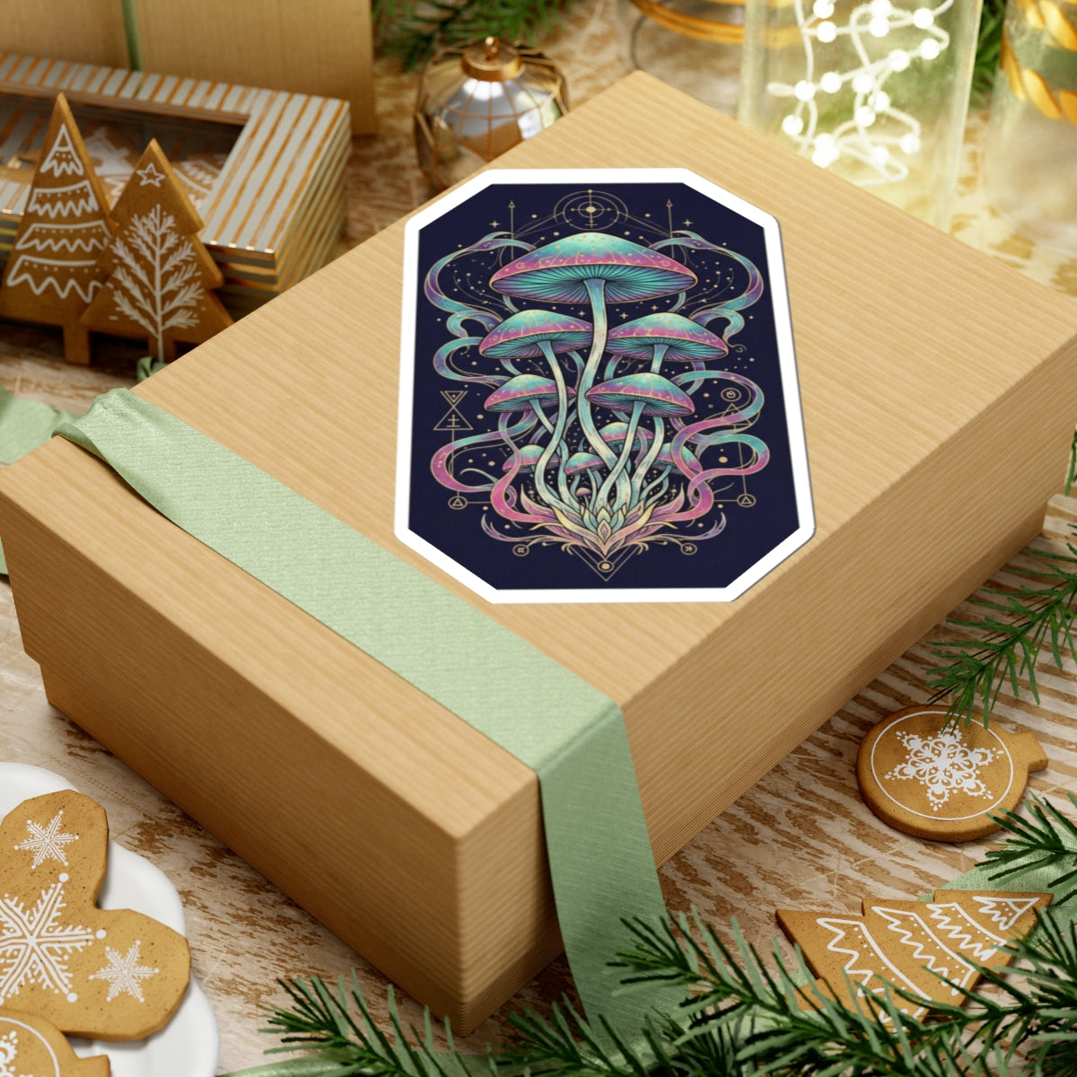 Psychedelic Mushroom Kiss-Cut Sticker – Pastel Cosmic Fungi Decal