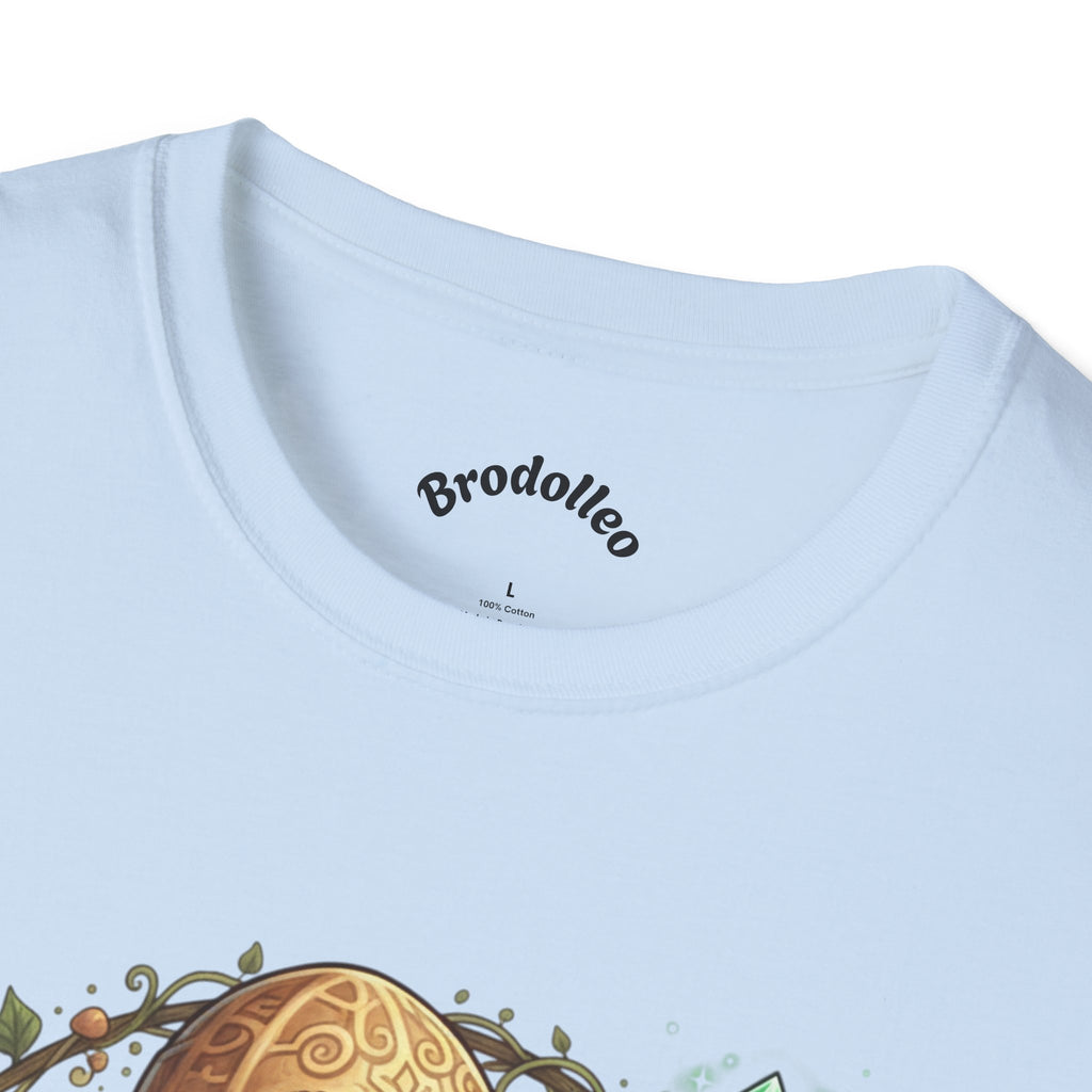 Fantasy Forest Wizard T-Shirt — Cute Turtle Mage with Emerald Staff