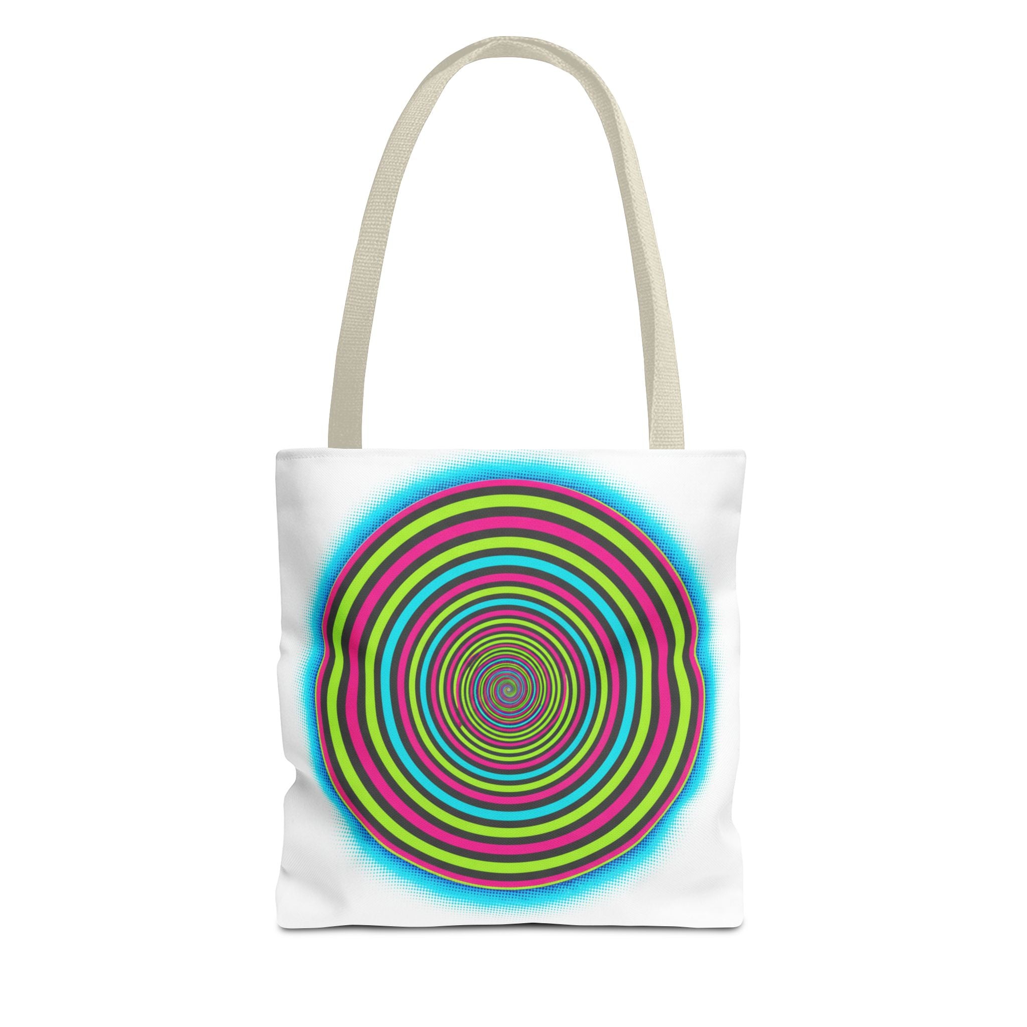 Psychedelic Spiral Tote Bag — Colorful Vortex All-Over Print Tote