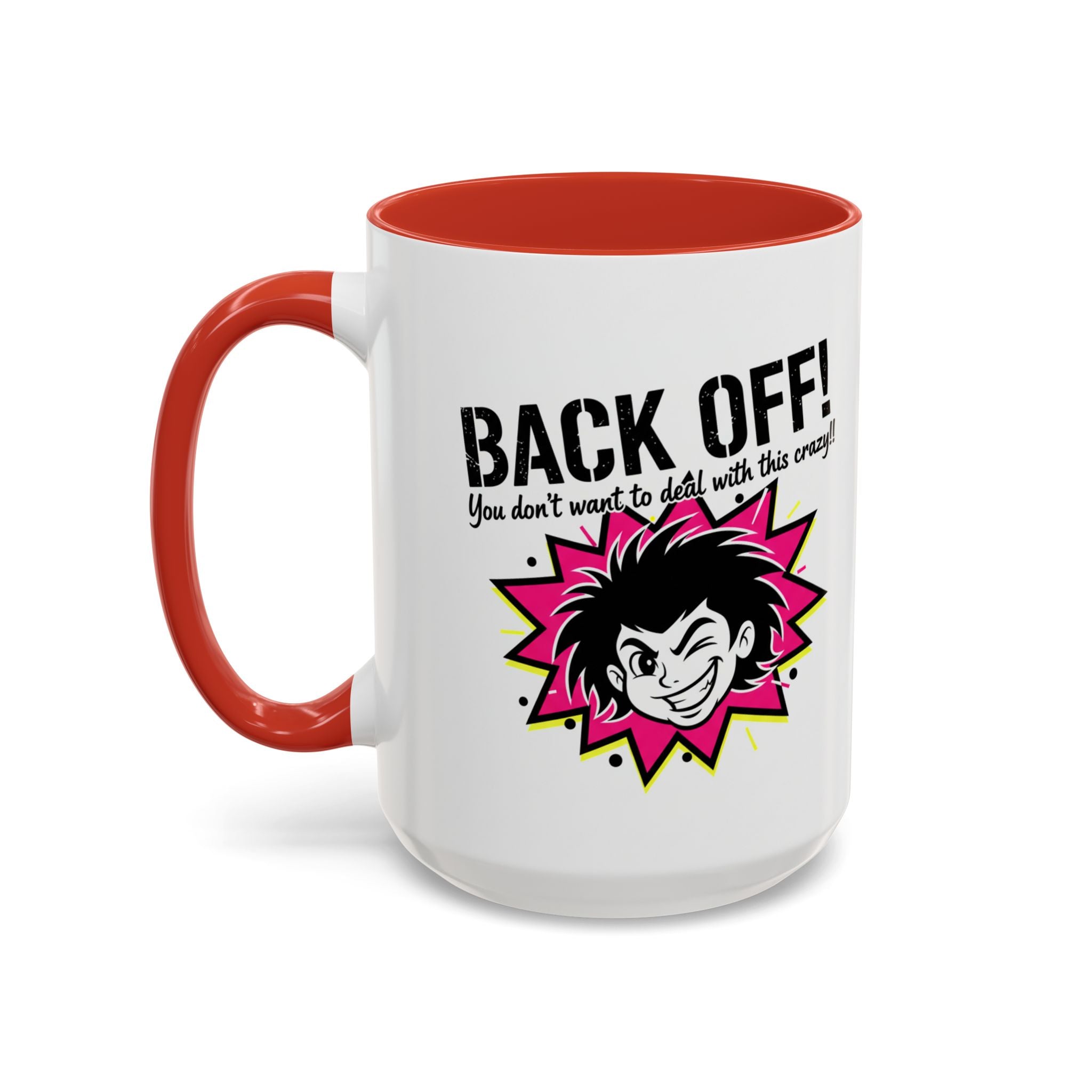 Back Off! Funny Cartoon Face Accent Coffee Mug — 11/15oz