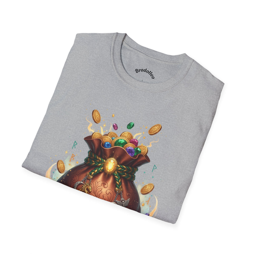 Treasure Pouch T-Shirt — Gold Coins & Gems Fantasy Graphic Tee