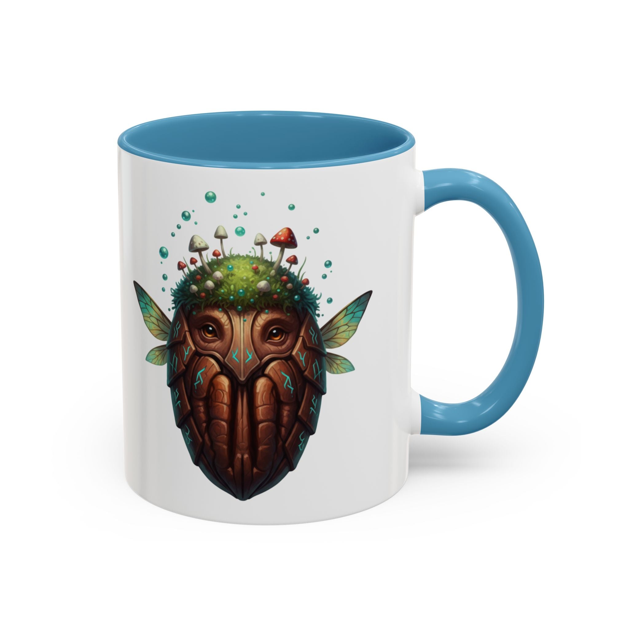 Mushroom Forest Mask Accent Coffee Mug — Fantasy Woodland Creature 11/15oz