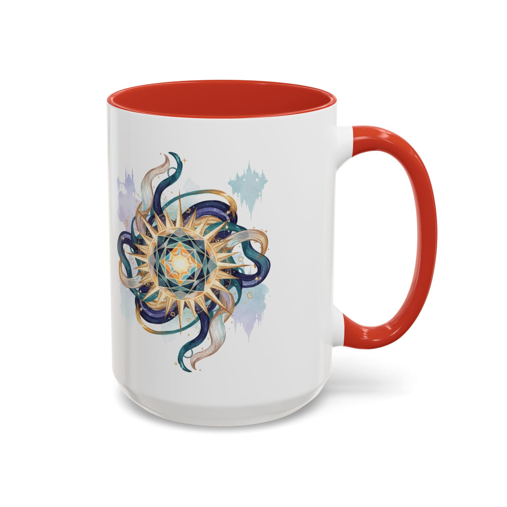 Celestial Nautilus Accent Coffee Mug — Ocean Sun Compass Art (11/15oz)