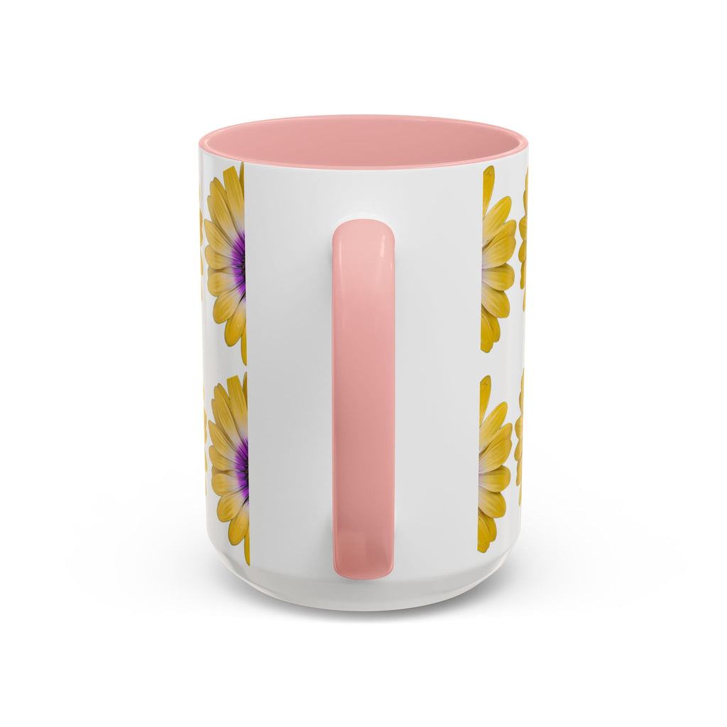 Yellow Purple Daisy Accent Coffee Mug – Floral Pattern 11/15oz