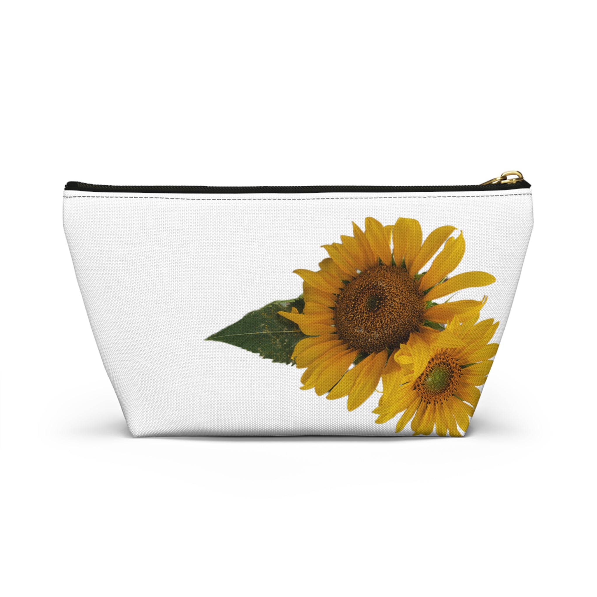 Sunflower Accessory Pouch — Floral Makeup & Travel T-Bottom Bag