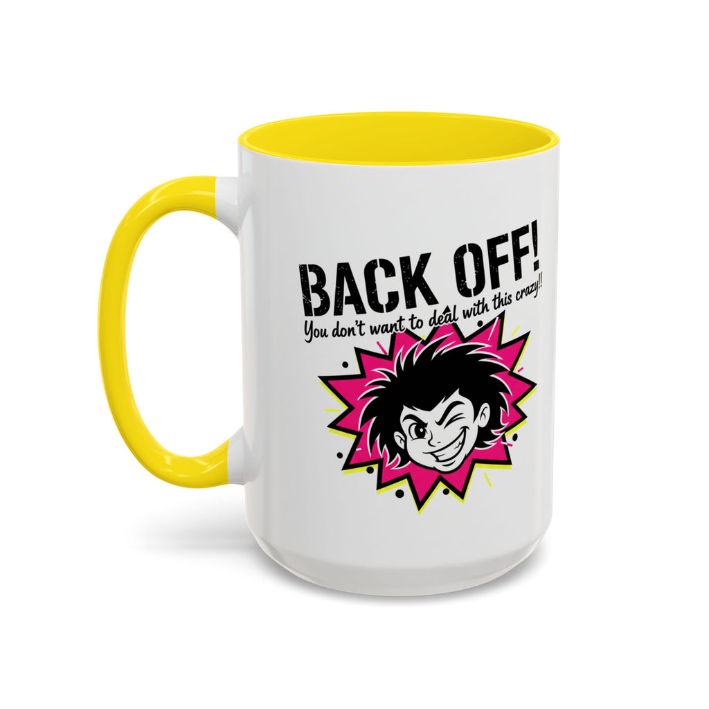 Back Off! Funny Cartoon Face Accent Coffee Mug — 11/15oz